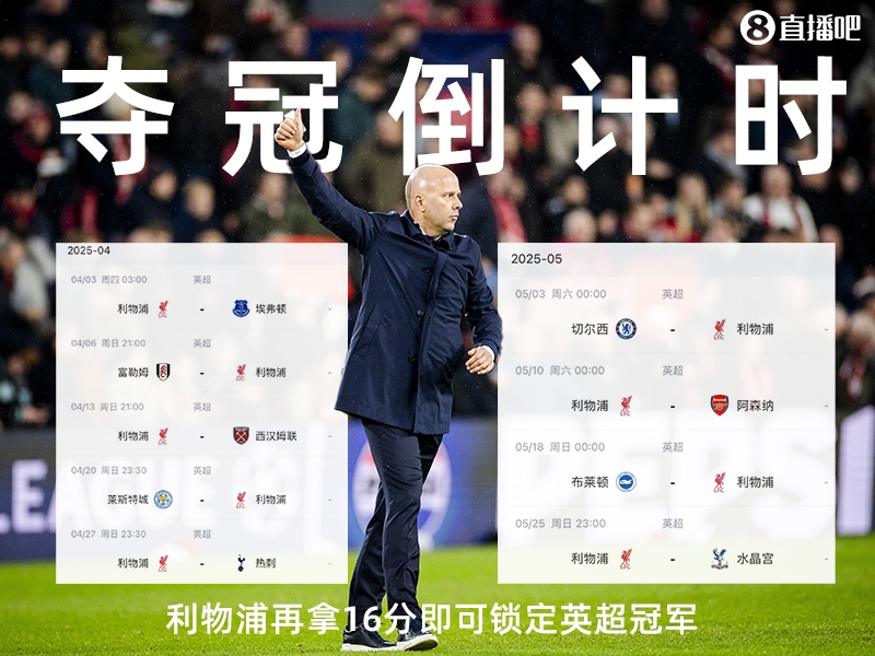 奪冠倒計(jì)時(shí)？槍手三場(chǎng)不勝落后榜首15分，利物浦再拿16分即可奪冠
